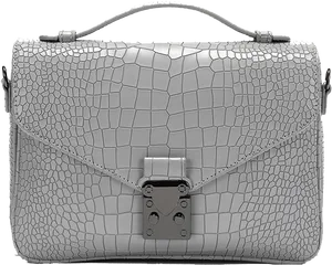 Elegant Grey Crocodile Texture Handbag PNG Image