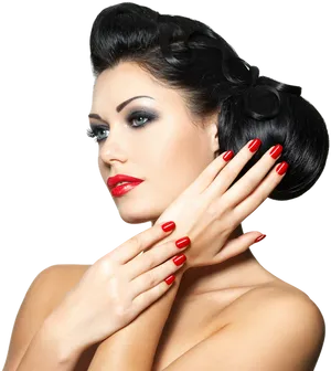 Elegant Hairstyleand Makeup PNG Image