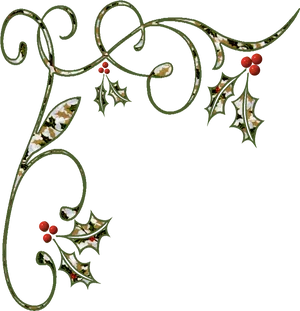 Elegant Holly Scroll Clipart PNG Image