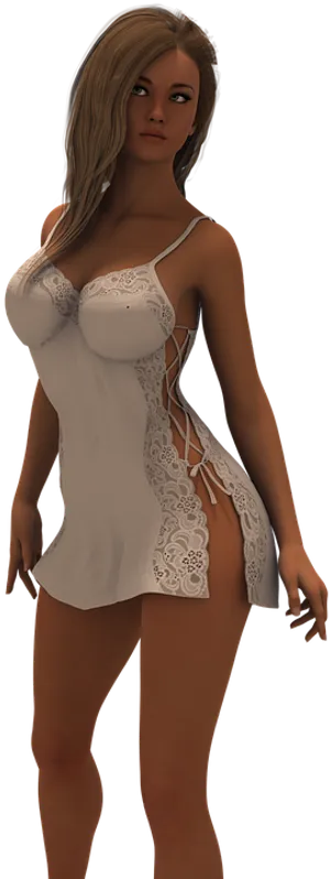 Elegant Lace Trimmed Lingerie PNG Image