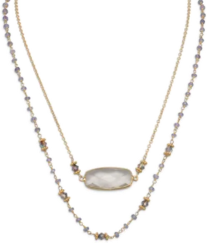 Elegant Layered Gemstone Necklace PNG Image