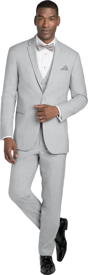 Elegant Manin Light Gray Suit PNG Image