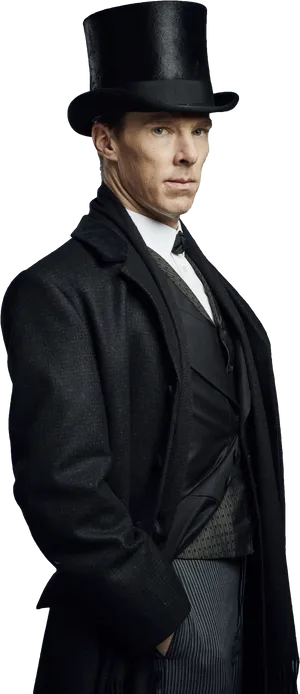 Elegant Manin Top Hatand Tailcoat PNG Image