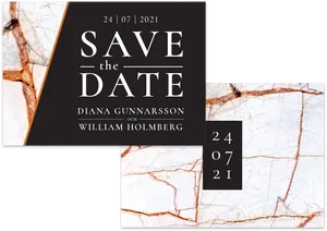 Elegant Marble Save The Date Announcement PNG Image