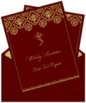 Elegant Maroon Wedding Invitation Design PNG Image