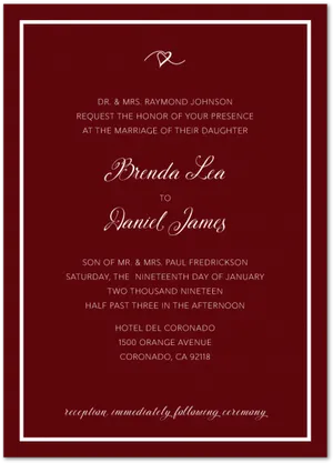 Elegant Maroon Wedding Invitation PNG Image