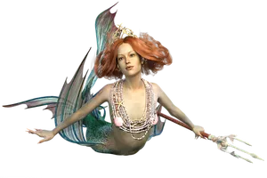 Elegant Mermaid Queen PNG Image