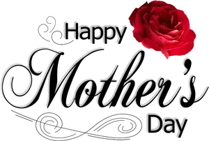 Elegant Mothers Day Greetingwith Red Rose PNG Image