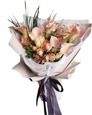 Elegant Pastel Flower Bouquet PNG Image