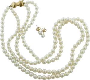 Elegant Pearl Jewelry Set PNG Image