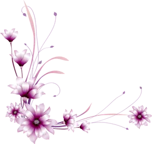 Elegant Pink Floral Designon Black PNG Image