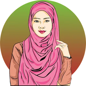 Elegant Pink Hijab Portrait PNG Image