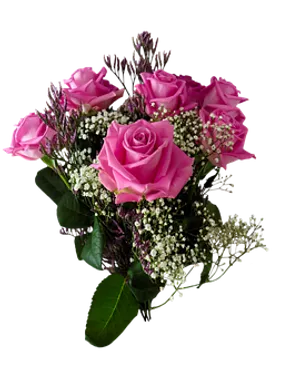 Elegant Pink Roses Bouquet PNG