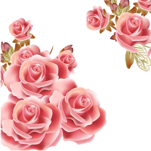 Elegant Pink Roses Cluster PNG Image