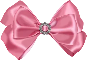 Elegant Pink Satin Bowwith Diamonds PNG Image