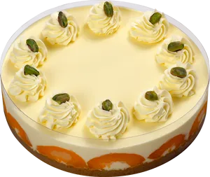 Elegant Pistachio Cream Cake PNG Image