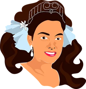 Elegant Princess Vector Portrait PNG Image