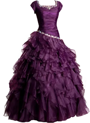 Elegant Purple Ball Gown Dress PNG Image