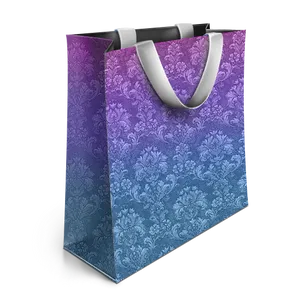 Elegant Purple Floral Shopping Bag PNG