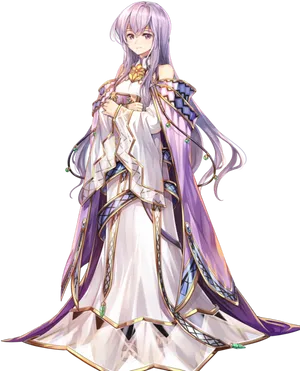 Elegant Purple Haired Anime Character PNG Image