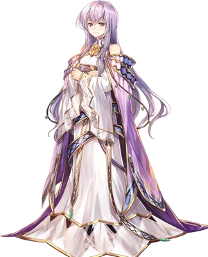 Elegant Purple Haired Anime Princess PNG Image