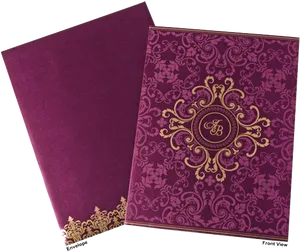 Elegant Purple Wedding Invitation Card PNG Image