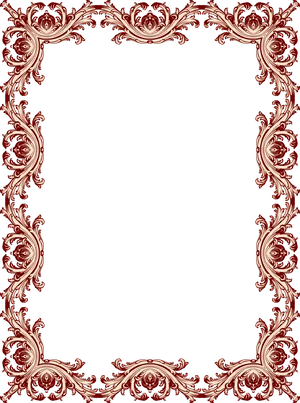 Elegant Red Floral Border Design PNG Image