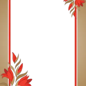 Elegant Red Floral Frame PNG Image