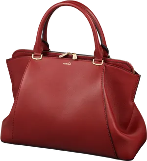 Elegant Red Leather Handbag PNG Image