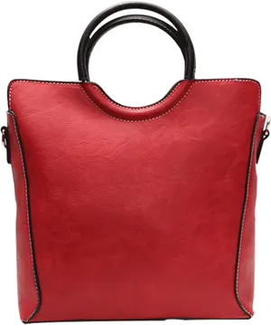 Elegant Red Leather Tote Bag PNG Image