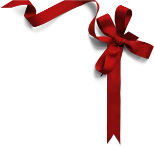 Elegant Red Ribbon Bowon Black Background PNG Image