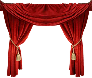 Elegant Red Theater Curtains PNG Image