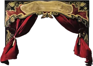 Elegant Red Theater Curtains PNG Image