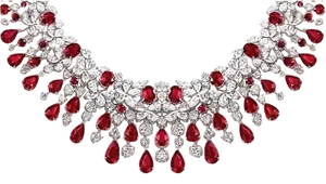 Elegant Redand Diamond Necklace PNG Image