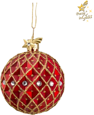 Elegant Redand Gold Christmas Ball Ornament PNG Image