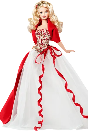 Elegant Redand White Barbie Doll PNG Image