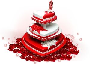 Elegant Redand White Wedding Cake PNG Image