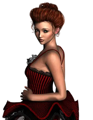 Elegant_ Redhead_3 D_ Character PNG Image