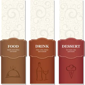 Elegant Restaurant Menu Triptych PNG Image