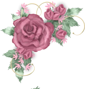 Elegant_ Rose_ Corner_ Border_ Design PNG Image