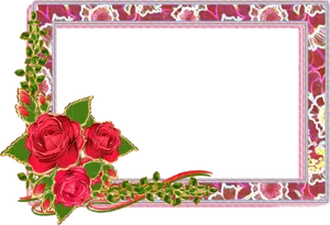 Elegant Rose Decorated Frame PNG Image