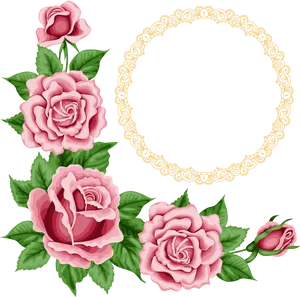 Elegant Rose Floral Frame PNG Image