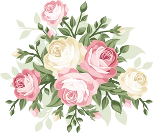 Elegant Rose Vector Bouquet PNG Image