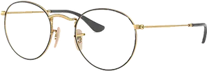 Elegant Round Golden Eyeglasses PNG Image