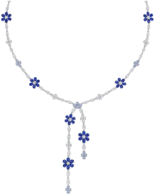 Elegant Sapphire Diamond Necklace PNG Image