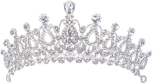 Elegant Silver Diamond Crown PNG Image