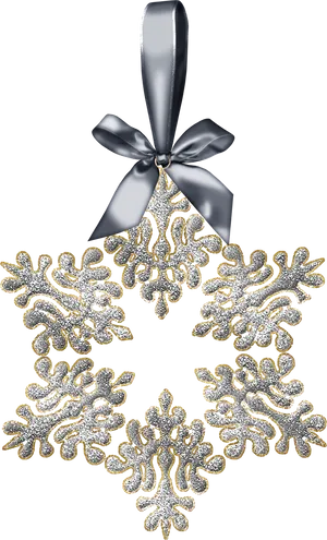 Elegant Silver Gold Snowflake Decoration PNG Image