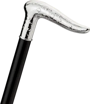 Elegant Silver Handled Walking Stick PNG Image