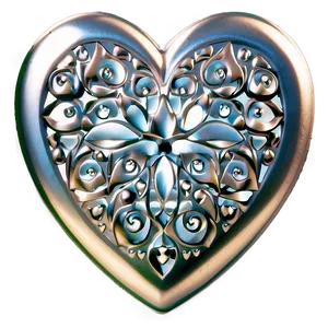 Elegant Silver Heart Design Png Xrn9 PNG Image