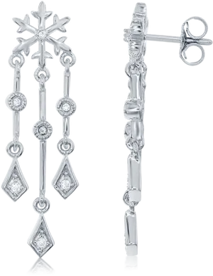 Elegant Snowflake Dangle Earrings PNG Image